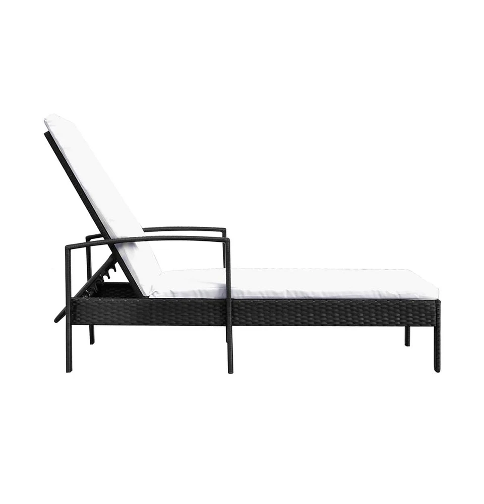 vidaXL Sun Lounger with Cushion Poly Rattan