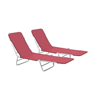 vidaXL Folding Sun Loungers 2 pcs Steel and Fabric Red