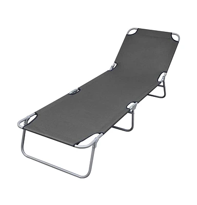 vidaXL Foldable Sunlounger with Adjustable Backrest Gray