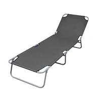 vidaXL Foldable Sunlounger with Adjustable Backrest Gray