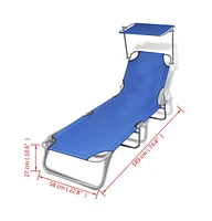 vidaXL Folding Sun Lounger with Canopy Steel and Fabric