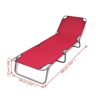 vidaXL Folding Sun Lounger Powder-coated Steel Red