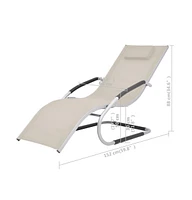 vidaXL Sun Lounger with Pillow Aluminum and Textilene Cream