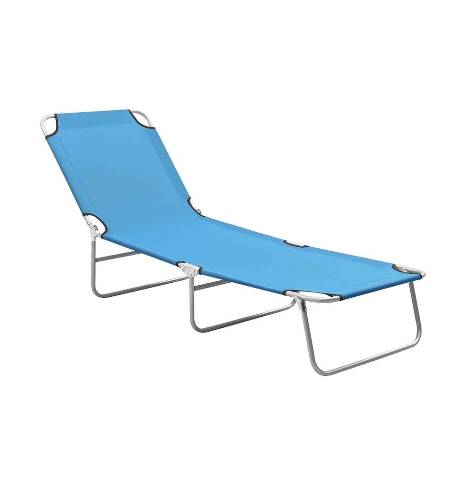 vidaXL Folding Sun Lounger Steel and Fabric Turquoise Blue