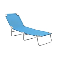 vidaXL Folding Sun Lounger Steel and Fabric Turquoise Blue