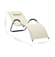 vidaXL Sun Lounger Textilene Cream and Gray