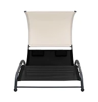 vidaXL Double Sun Lounger with Canopy Textilene