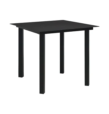 vidaXL Patio Dining Table Black 31.5"x31.5"x29.1" Steel and Glass