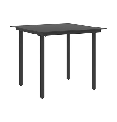 vidaXL Patio Dining Table Black 31.5"x31.5"x29.1" Steel and Glass