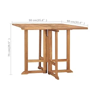 vidaXL Folding Patio Dining Table 35.4"x35.4"x29.5" Solid Teak Wood