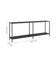 vidaXL Console Table Black 78.7"x13.8"x29.7" Tempered Glass