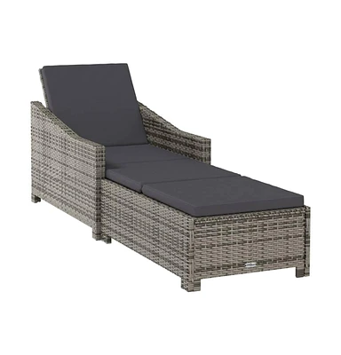 vidaXL Sun Lounger with Dark Gray Cushion Poly Rattan Gray