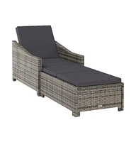 vidaXL Sun Lounger with Dark Gray Cushion Poly Rattan Gray