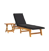 vidaXL Sun Lounger with Table Poly Rattan and Solid Wood Acacia