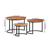 vidaXL Nesting Tables 3 pcs Solid Wood Acacia