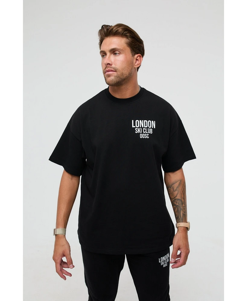 Oosc Men's London Ski Club Oversize T-Shirt - Black