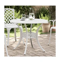 vidaXL Patio Table White 35.4"x29.5" Cast Aluminum