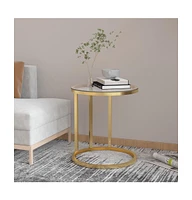 vidaXL Side Table Gold and Transparent 17.7" Tempered Glass