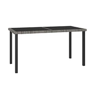 vidaXL Patio Dining Table Gray 55.1"x27.6"x28.7" Poly Rattan