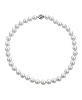 Bling Jewelry White Strand Necklace For Women Rhodium Plated Crystal Clasp Pearl 10MM 16 Inch