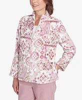 Alfred Dunner Women's Telluride Fuzzy Medallion Print Jacket