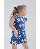 Bluey Toddler Girls Bingo Polly Puppy French Terry Sleeveless Romper to