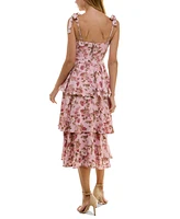 Trixxi Juniors' Floral Tiered Midi Dress