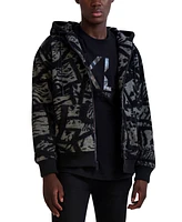 Karl Lagerfeld Paris Men's Abstract Mixed Media Fleece Jacket