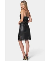 Bebe Women's Faux Leather and Lace Mini Dress