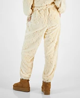 Rebellious One Juniors' Floral-Embossed Faux Fur Sweatpants