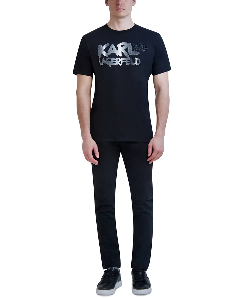 Karl Lagerfeld Paris Men's Cotton Shiny-Logo T-Shirt