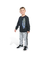 adidas Little and Toddler Boys Long Sleeve Cotton Tee Fleece Jogger, 2-Piece Set