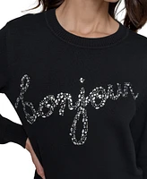 Karl Lagerfeld Paris Women's Embellished Bonjour Sweater