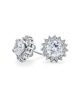 Bling Jewelry 1CT Cz Solitaire Removable Cubic Zirconia Halo Jacket Cz Stud Earrings For Women .925 Sterling Silver