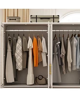 Famapy 6-Door Big Armoires with 2 Hanging Rods, 3-Drawers, Shelves