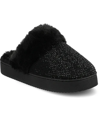 Journee Collection Women's Emmber Rhinestone Platform Slippers