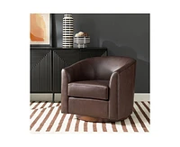 Hulala Home Modern Althea Swivel Barrel Chair With Solid Wood Base