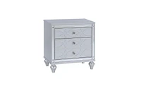 Slickblue Contemporary Nightstands with Mirror Frame Accents: Bedside Table with Two Drawers, One Hidden Drawer, Crystal Pull