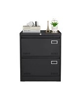 Slickblue 2-Drawer Metal Lateral File Cabinet with Lock for Home Office Vertical File Storage Solutions