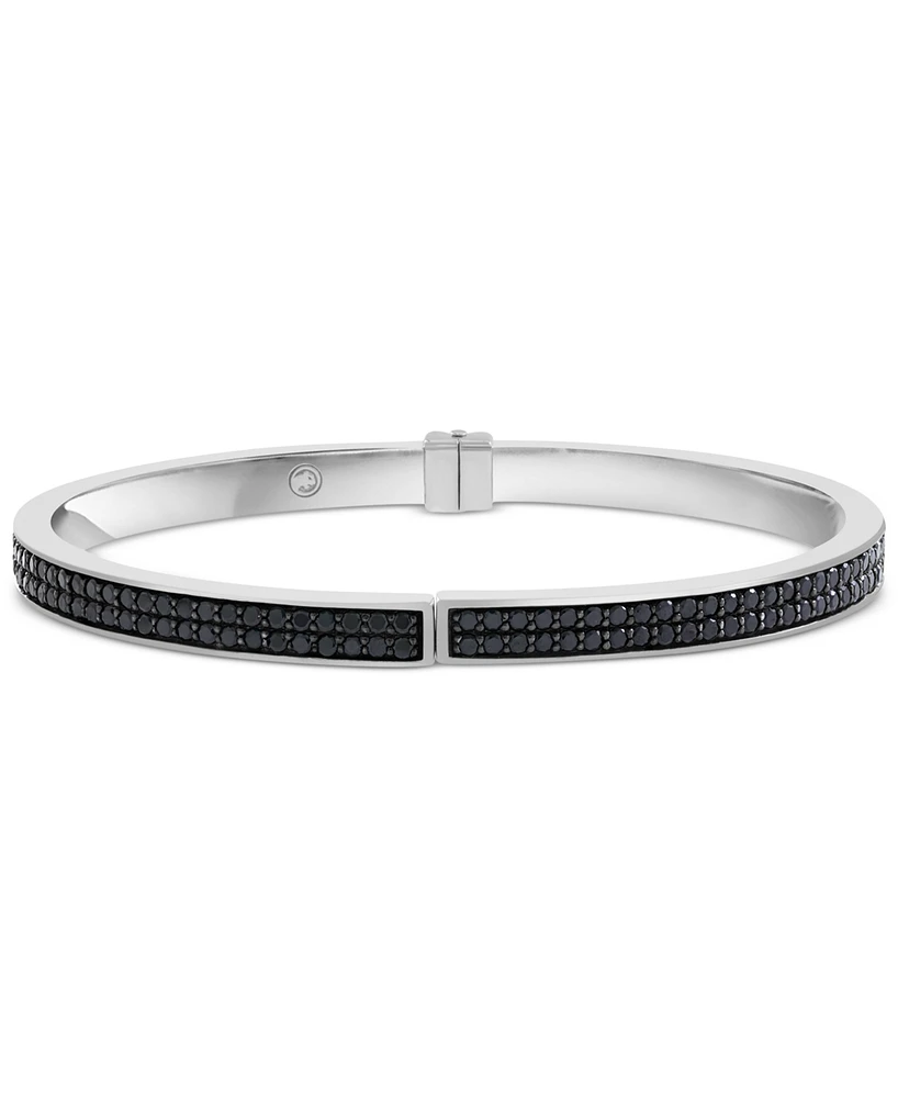 Effy Men's Black Spinel Double Row Narrow Bangle Bracelet (2-3/4 ct. t.w.) in Sterling Silver