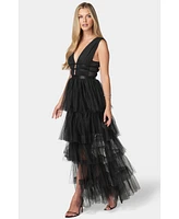 Bebe Women's Tiered High Low Gown