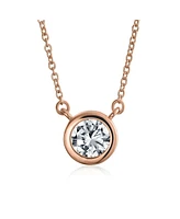 Bling Jewelry Classic Cubic Zirconia 2CT Round Cz Bezel Set Pendant Necklace Sterling Silver