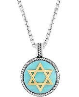 Effy Men's Turquoise Star of David 22" Pendant Necklace in Sterling Silver & 14k Gold-Plate