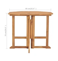 vidaXL Folding Patio Dining Table 35.4"x35.4"x29.5" Solid Teak Wood