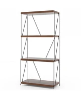 Costway 1 Pcs 4-Tier Multipurpose Display Rack Freestanding Bookcase with Metal Frame