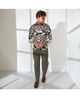 Campus Sutra Men's Taupe Brown & Cream White Chevron-Knit Shirt