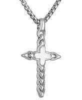 Bulova Diamond (1/5 ct. t.w.) Link Cross Pendant 26" Necklace in Sterling silver