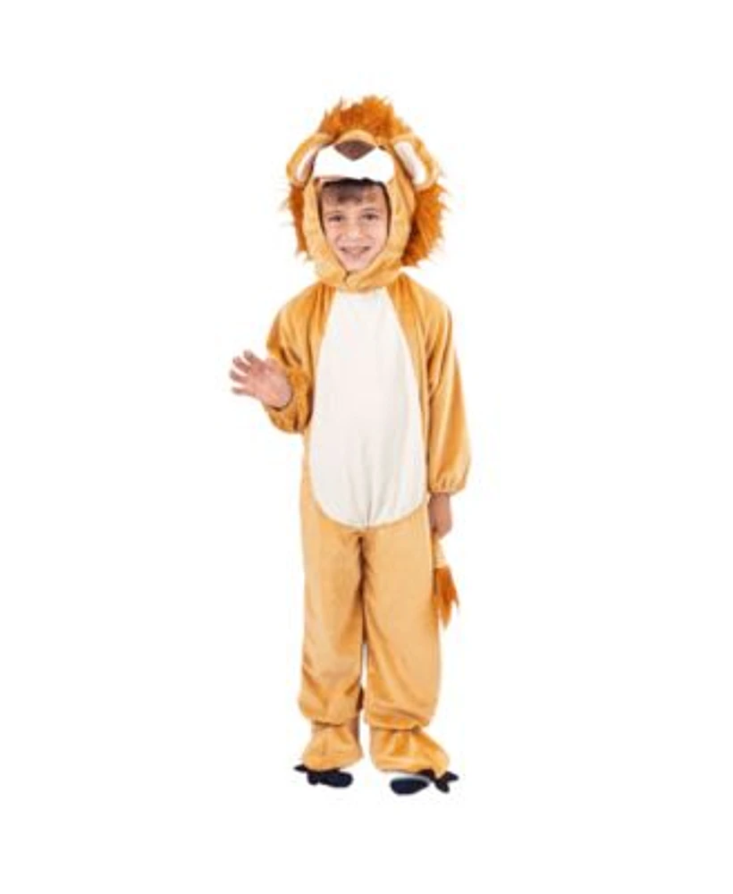 Dress Up America Lion Jumpsuit Hood Costume Kids Boys Girls