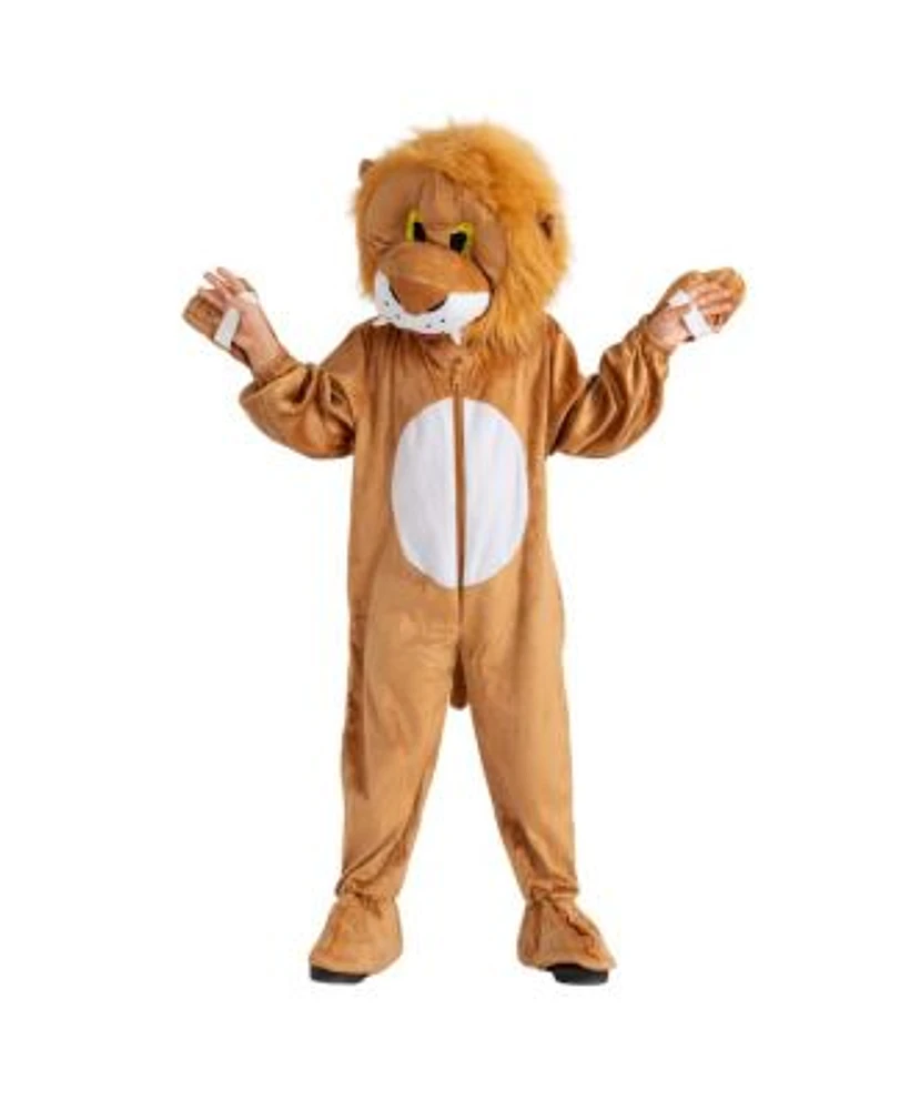 Dress Up America Lion Jumpsuit Head Mask Mascot Costume Kids Girls Boys