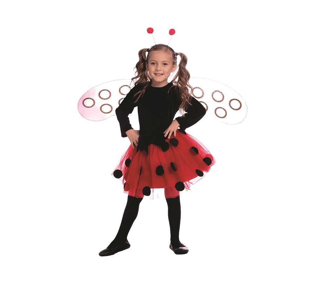 Dress Up America Ladybug Dress, Wings & Headband Costume Set - Kids Girls